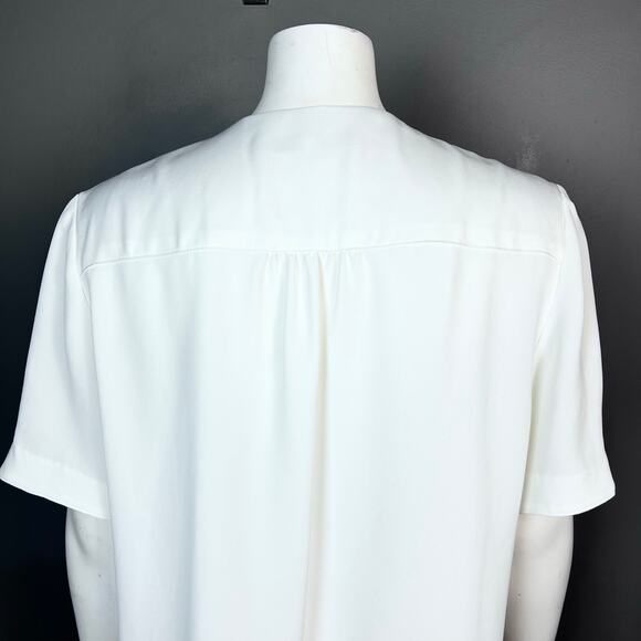 Trina Turk blouse top Large white short sleeve office summer coastal - Picture 6 of 9